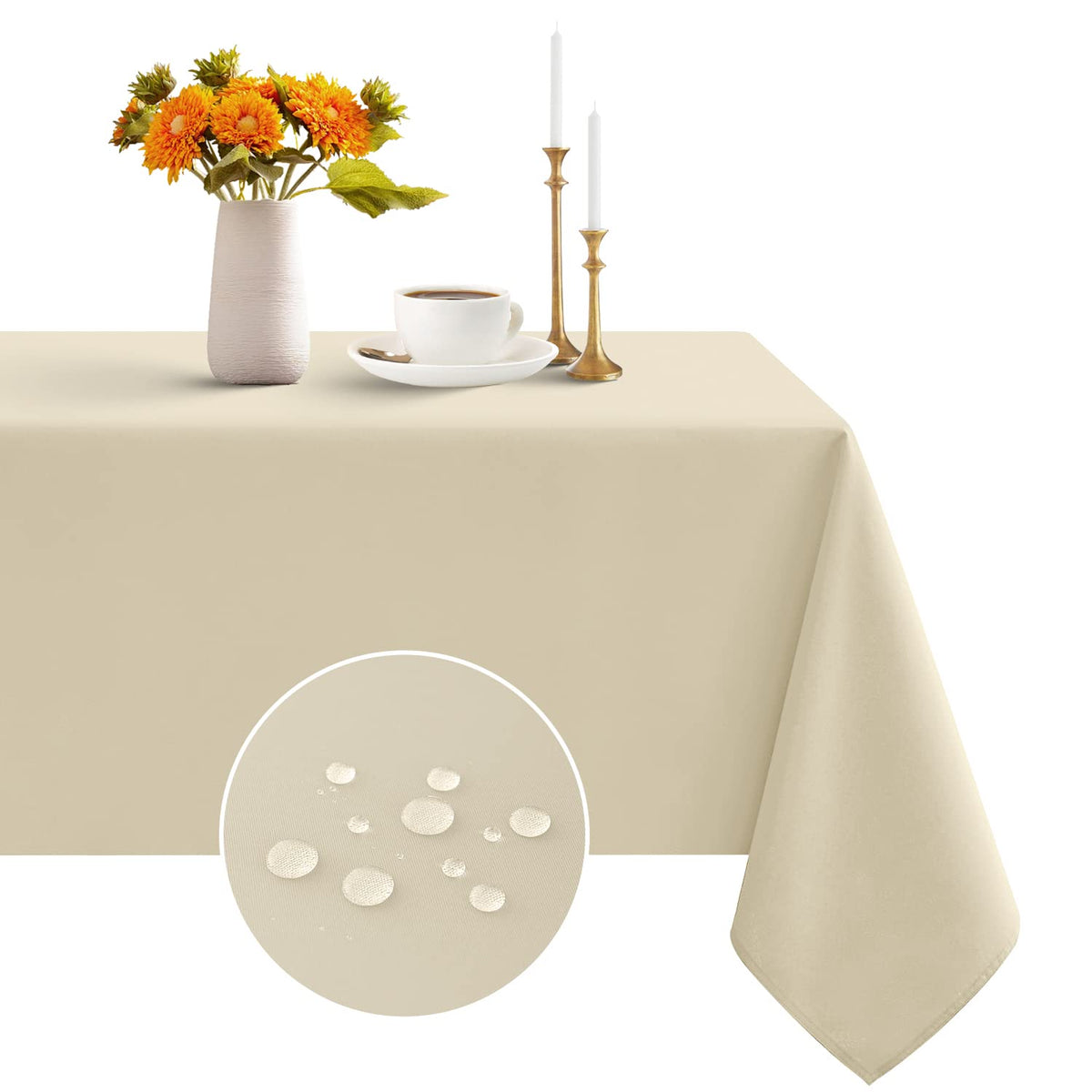 Romanstile Rectangle Tablecloth - Waterproof and Wrinkle Resistant Washable Polyester Table Cloth for Kitchen Dining/Party/Wedding Indoor and Outdoor Use (60 x 84 inch,Black)
