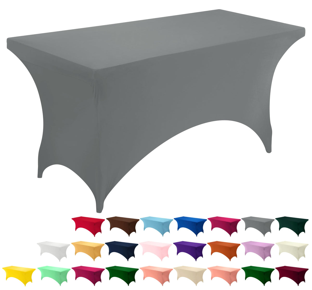 Utopia Kitchen Spandex Table Cloth 2 Pack [8FT, 96Lx30Wx30H Inch, Black]