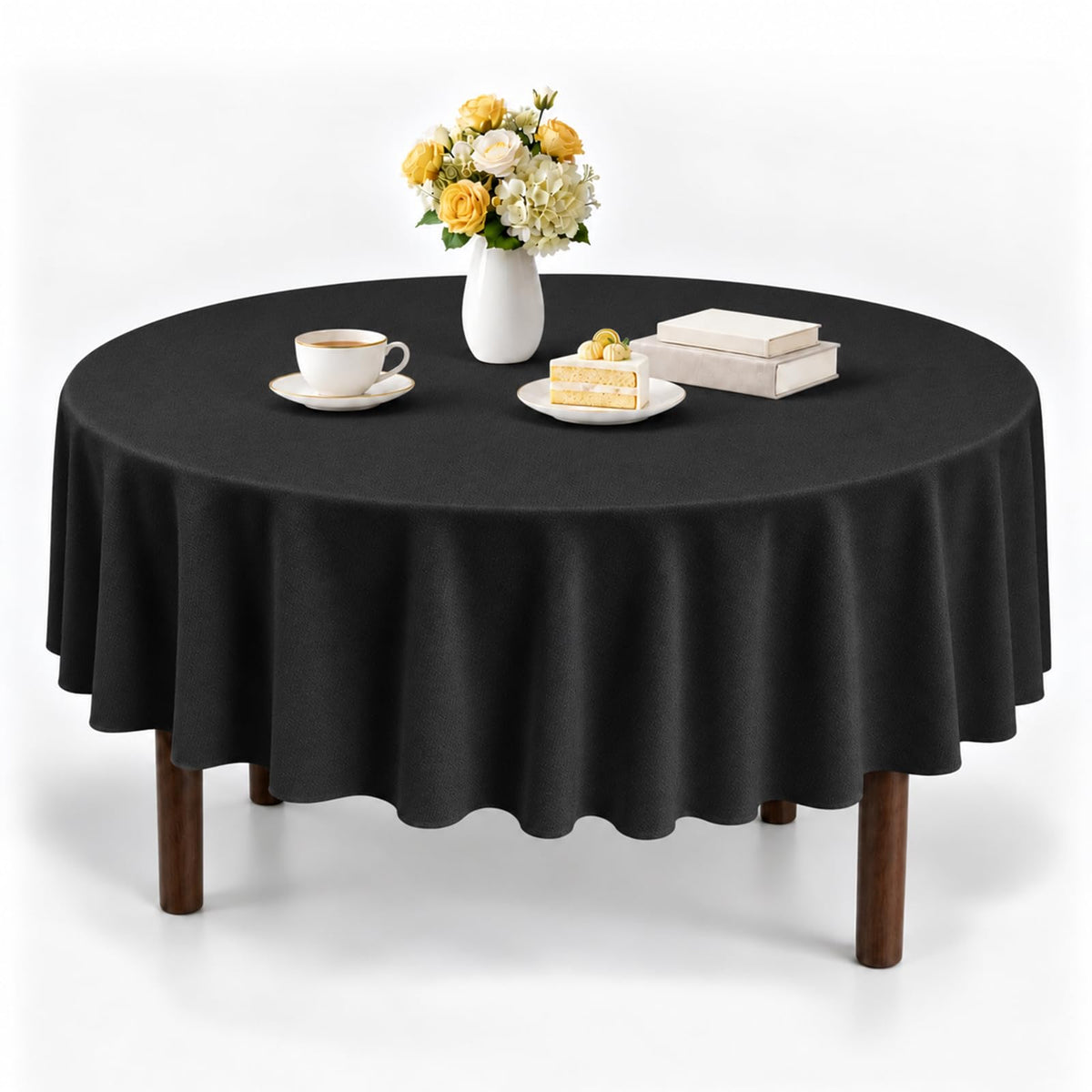 Pureegg Polyester Tablecloth 60" x 84" Reusable & Washable 1 Pack Black