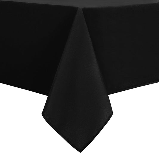 DWCN Rectangle Tablecloth - 60 x 84 Inch - Waterproof Stain and Wrinkle Resistant Washable Table Cloth, Decorative Fabric Table Cover for Kitchen Dining Room Party and Outdoor Use, Black