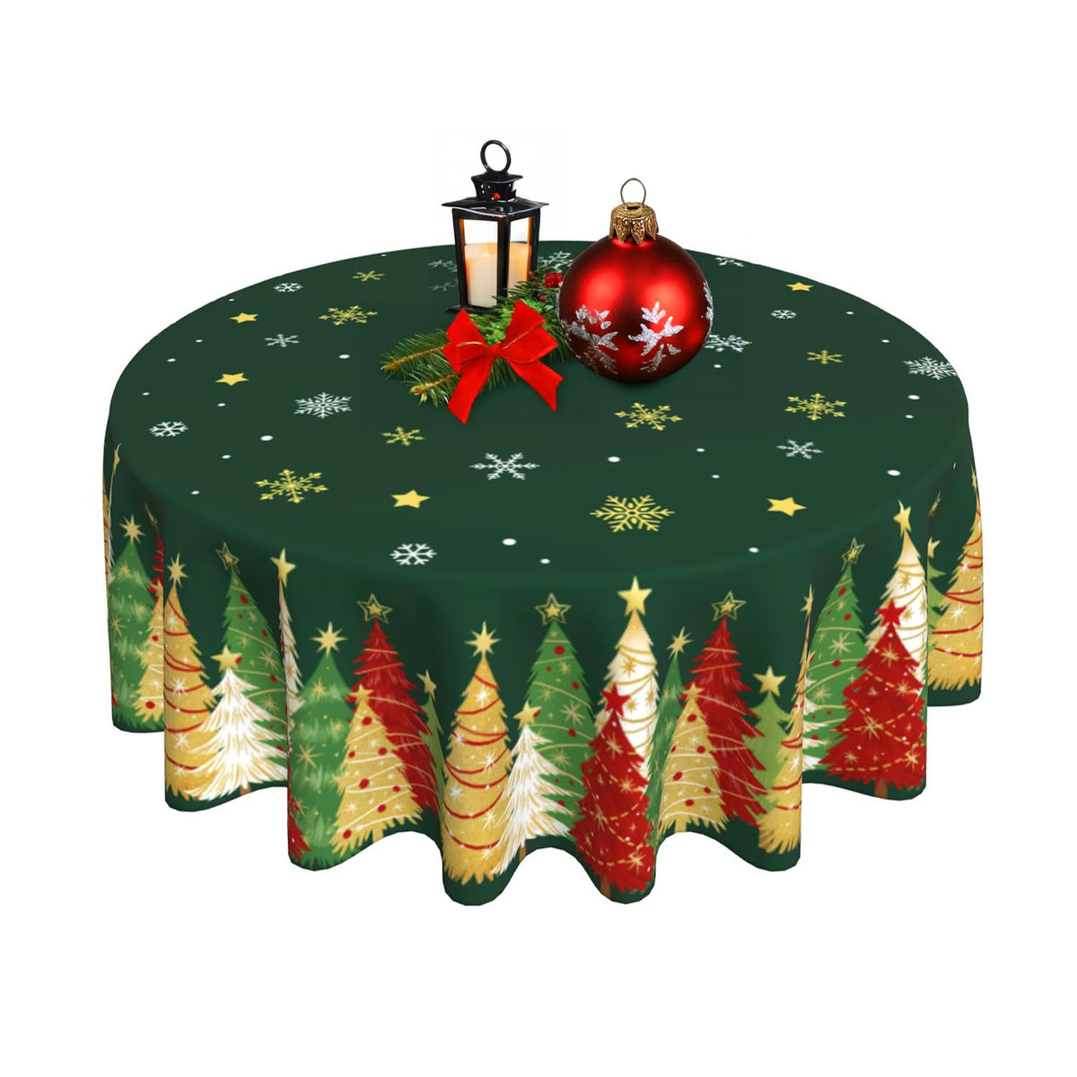 Fall Round Tablecloth 60x60 Inch Autumn Maple Leaves Birds Table Cover Holiday Decorations Seasonal Decor for Home Kitchen Dining Room Picnic Party
