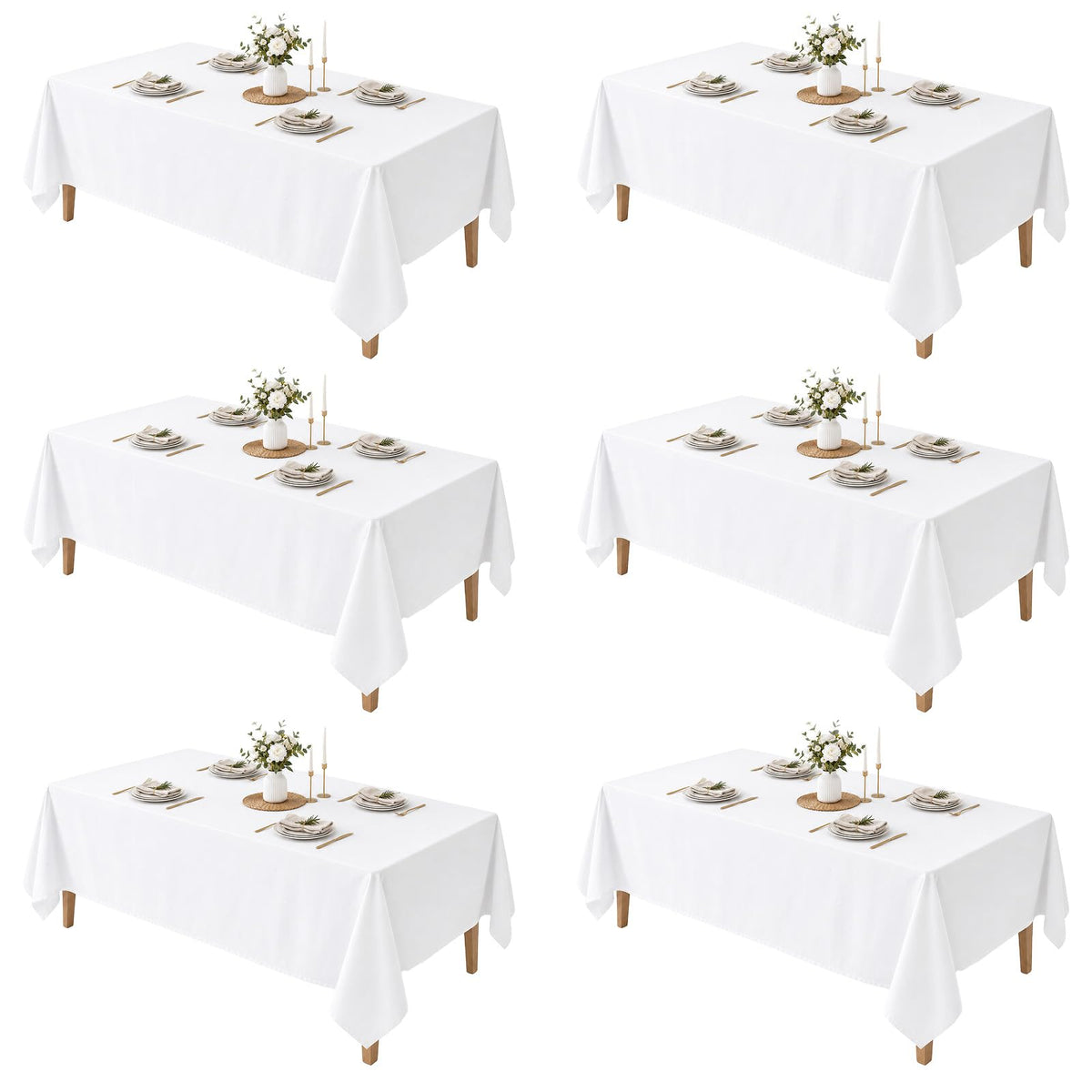 10 Pack White Round Tablecloths, 120 Inch Stain Resistant and Wrinkle Polyester Fabric Washable Table Clothes Cover for Kitchen Dining, Wedding, Reception Banquet, Birthday Party, Buffet Restaurant
