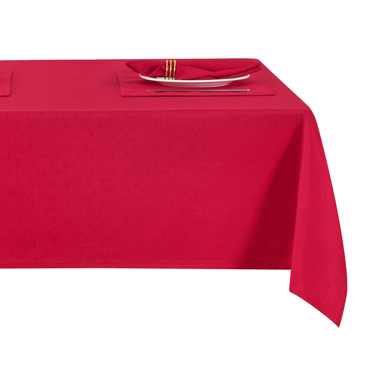 Flaxen 52x70 Rectangular Polyester Linen Farmhouse Tablecloth