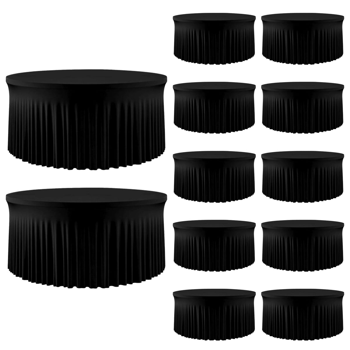 60 Inch Dark Green Round Tablecloth - Stretch Spandex Fitted Table Cover with Elastic Skirt Edge, Wrinkle-Free & Reusable for 5FT Tables Wedding Banquet Party Birthday Buffet