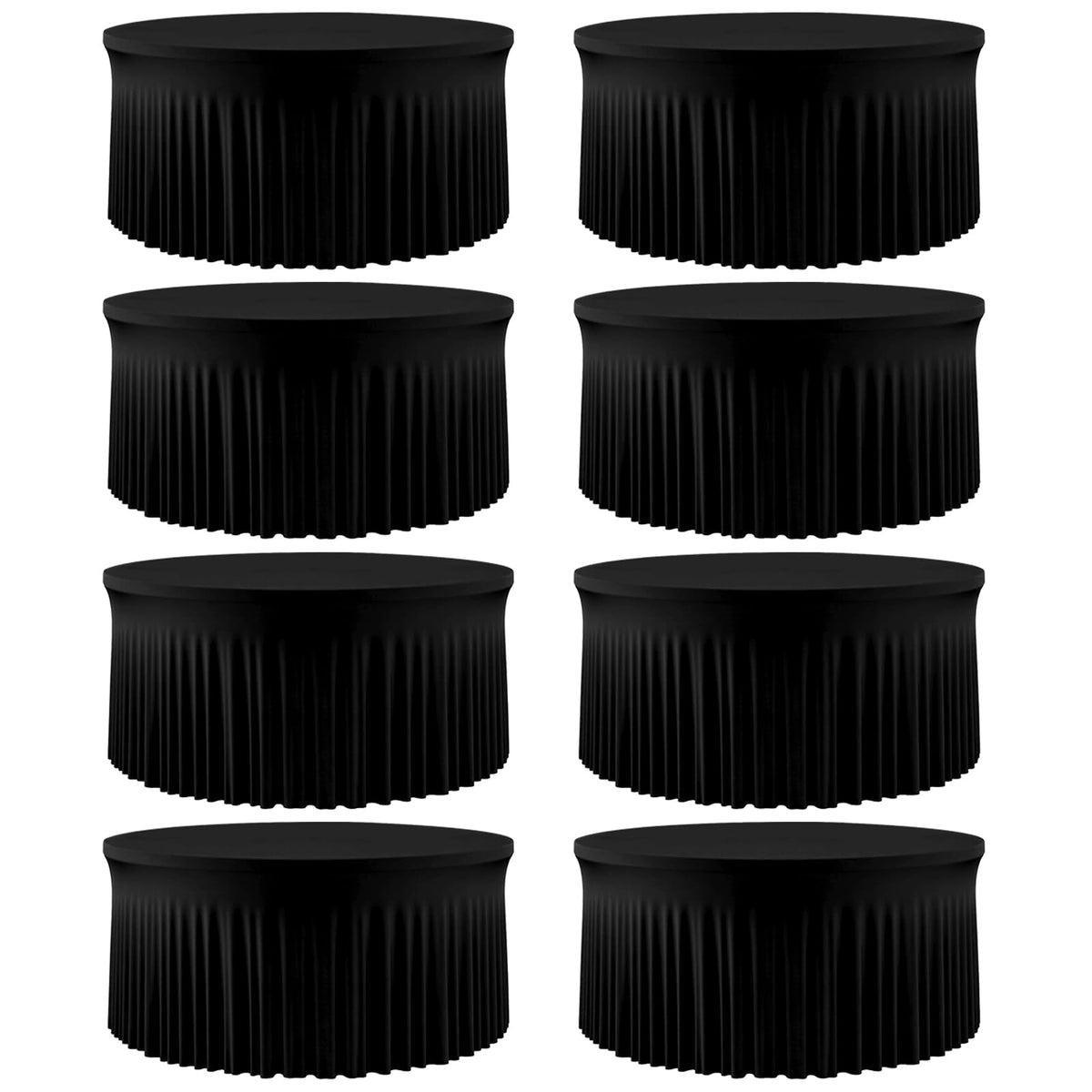 60 Inch Dark Green Round Tablecloth - Stretch Spandex Fitted Table Cover with Elastic Skirt Edge, Wrinkle-Free & Reusable for 5FT Tables Wedding Banquet Party Birthday Buffet