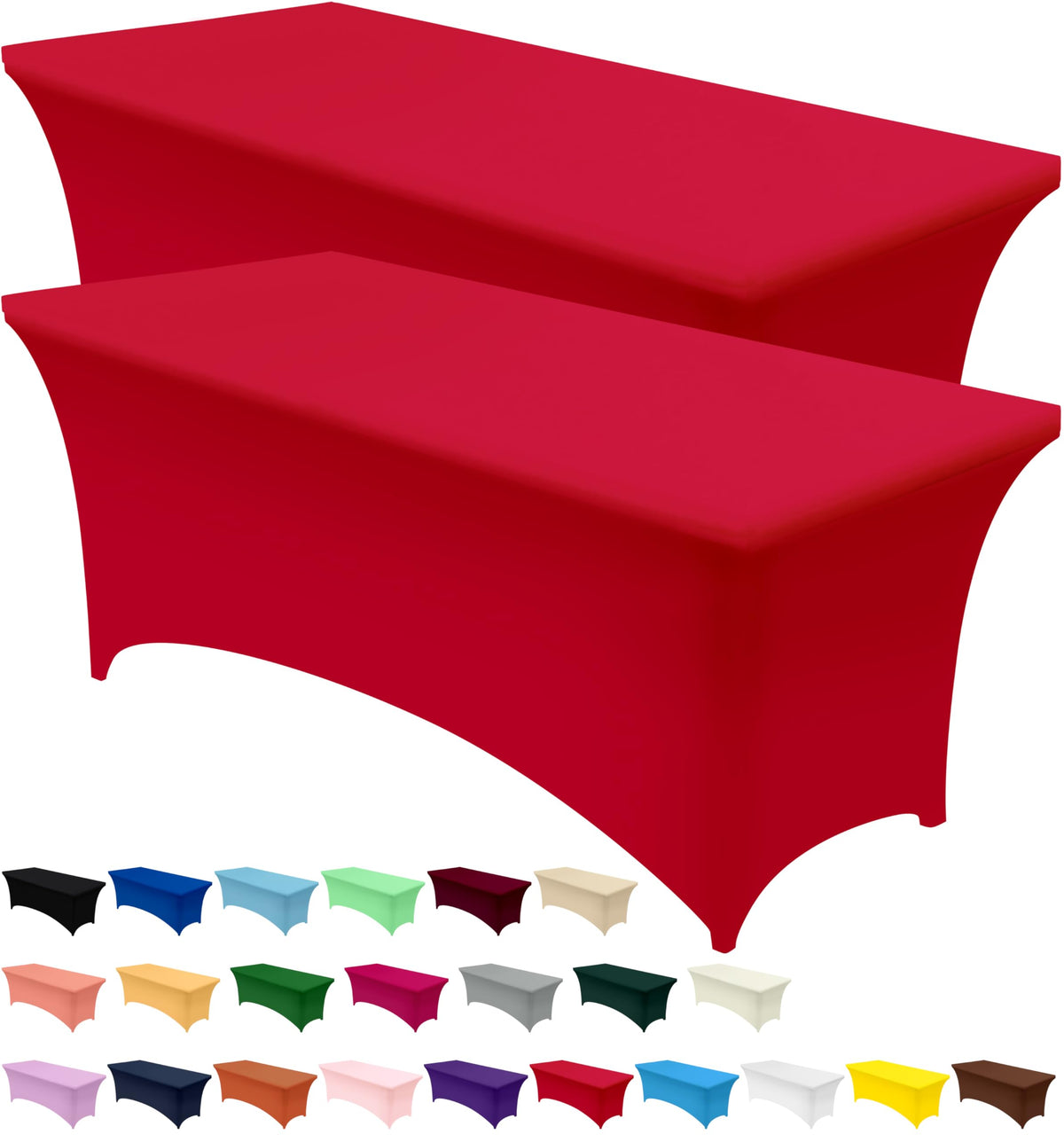 Utopia Kitchen Spandex Table Cloth 2 Pack [8FT, 96Lx30Wx30H Inch, Black]