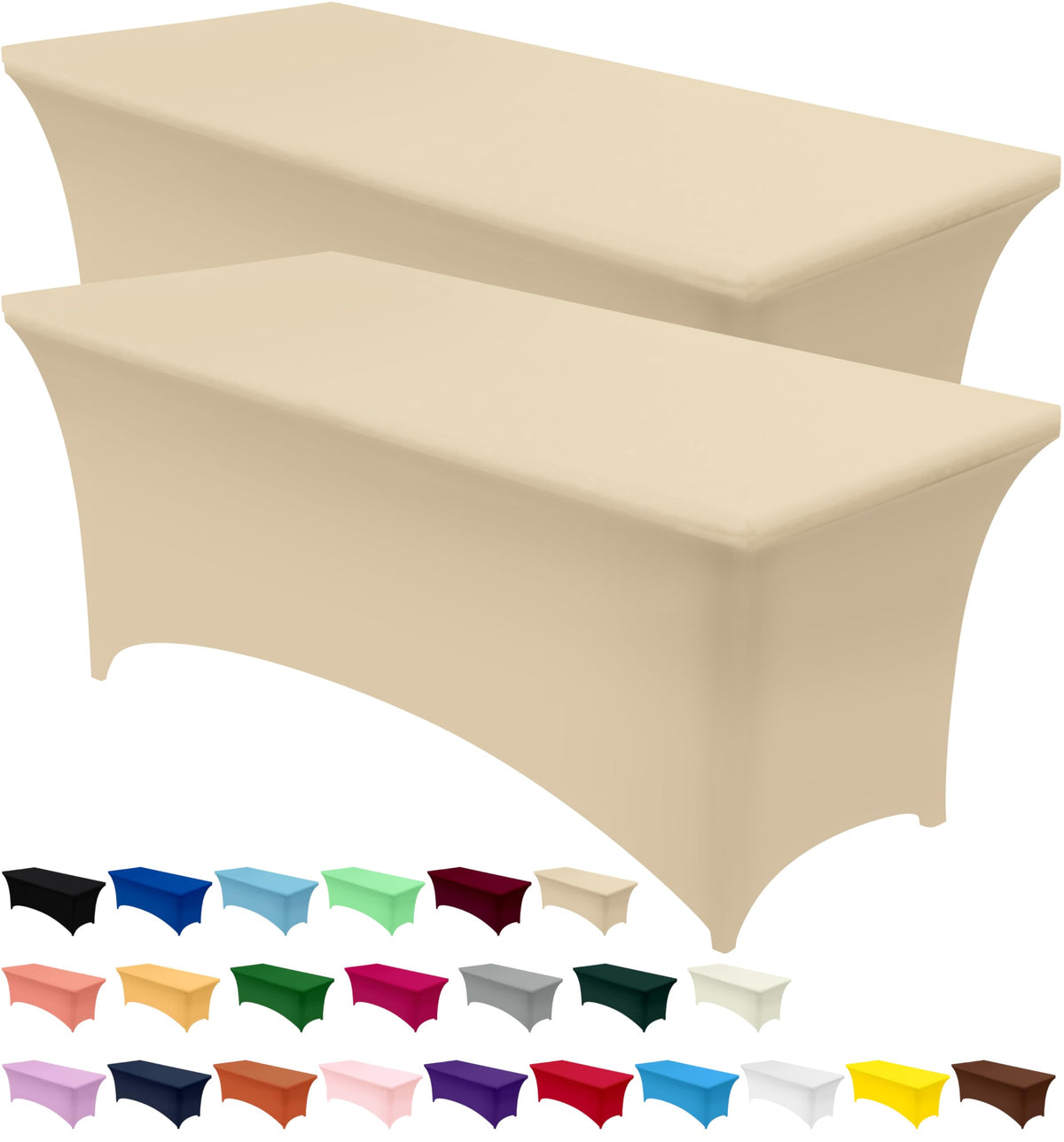 Utopia Kitchen Spandex Table Cloth 2 Pack [8FT, 96Lx30Wx30H Inch, Black]