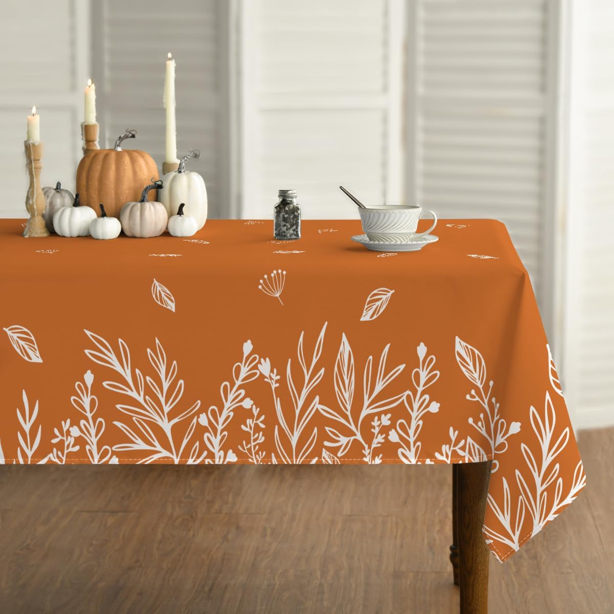 Horaldaily Fall Tablecloth 60 x 84 Inch Rectangular Thanksgiving Orange
