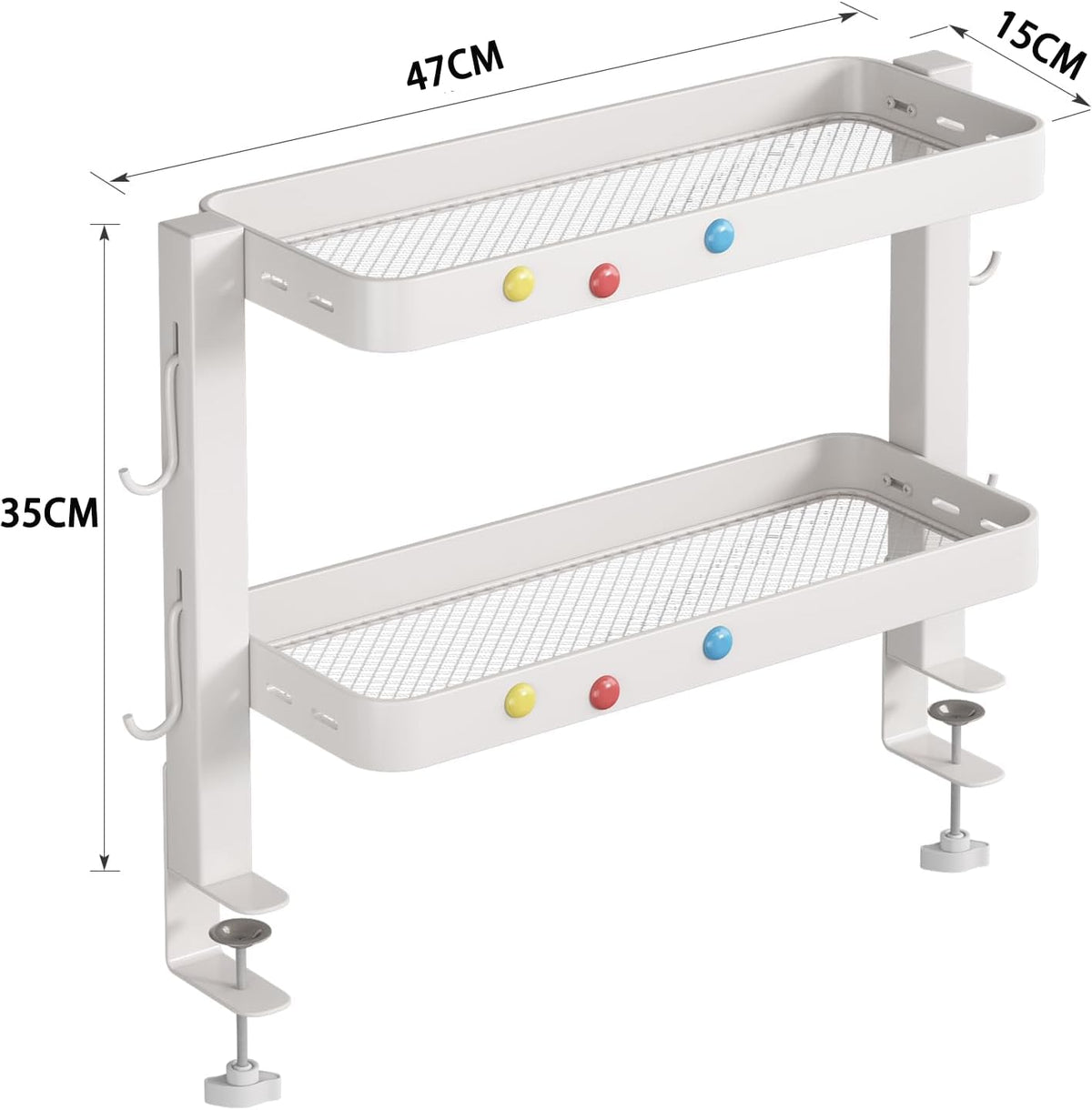 Clamp-On Desk Shelf Organizer, 2-Tier Metal Side Desktop Shelves