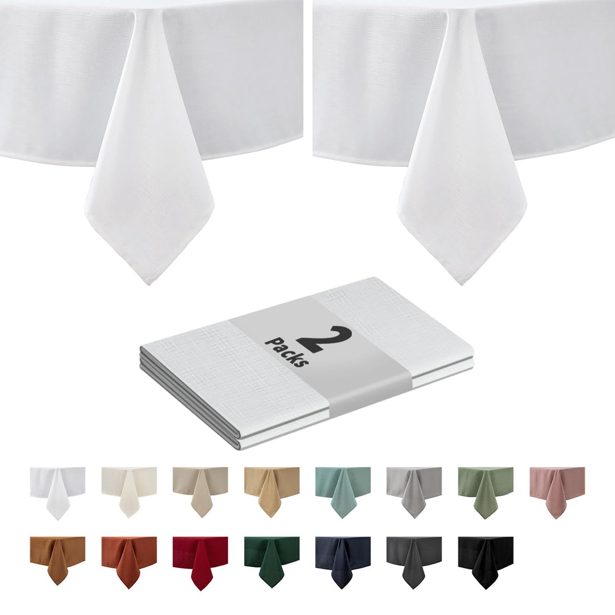 maxmill Rectangle Slubby Textured Tablecloth Waterproof Spillproof Wrinkle Free Table Cloth, Kitchen Dining Tabletop Decoration, Fabric Table Cover for Holiday Dinner Parties, 52 x 70 Inch, Beige