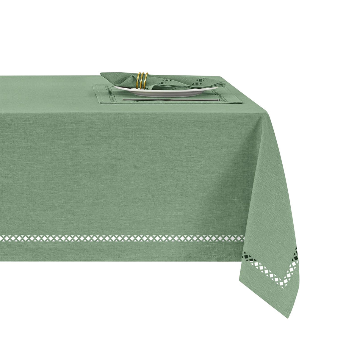 Flaxen 52x70 Rectangle Polyester Linen Farmhouse Tablecloth