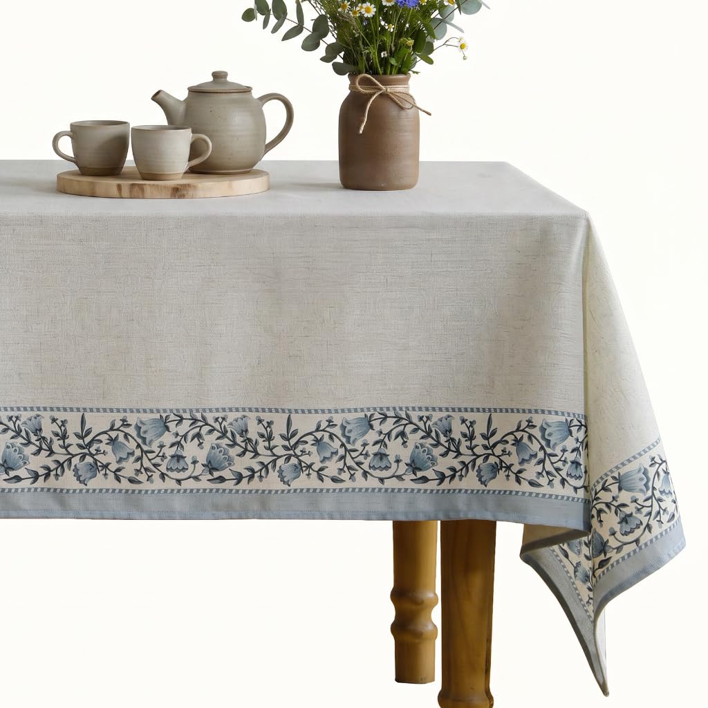 ISAENNE Designer Vintage Small Square Floral Tablecloth,55"x55"