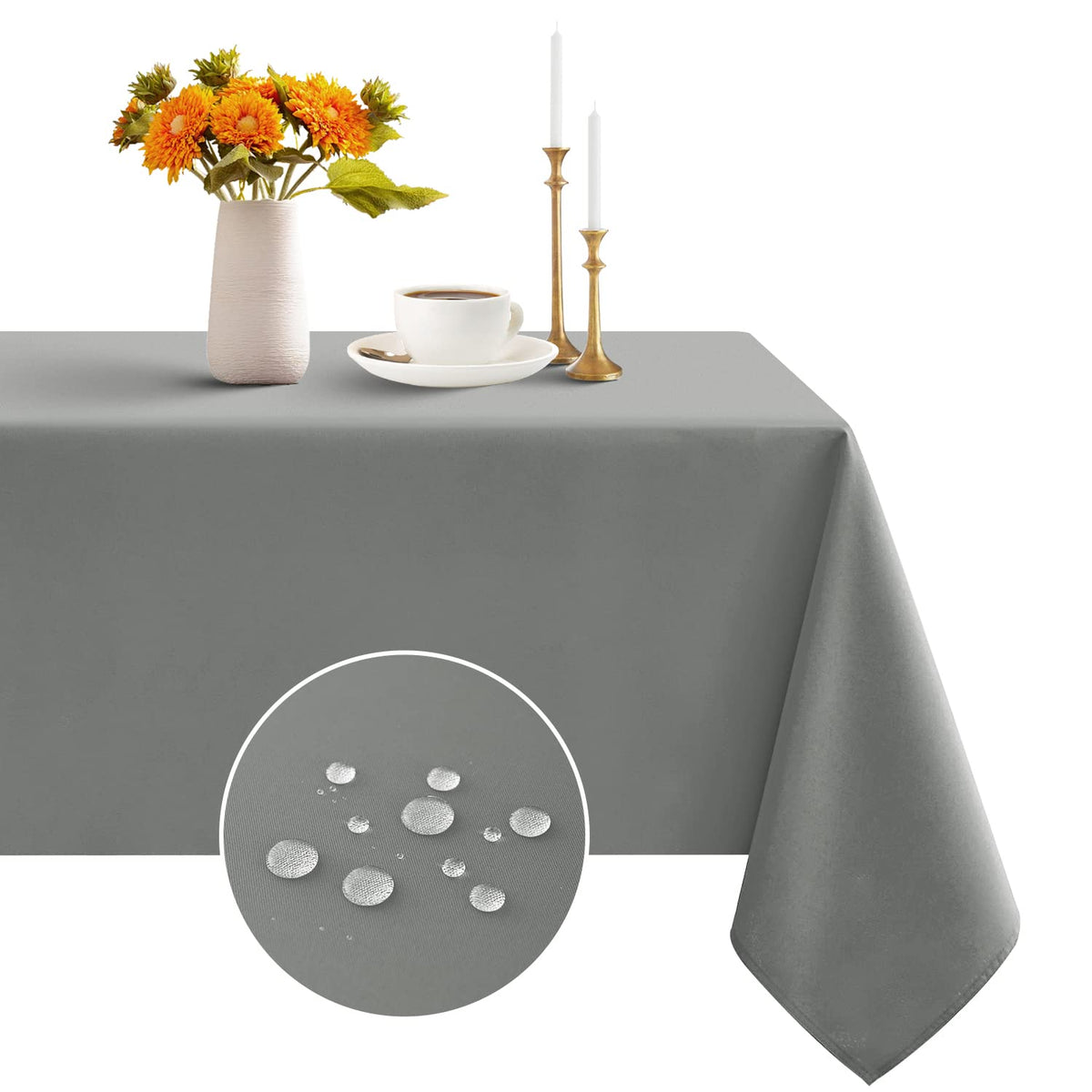 Romanstile Rectangle Tablecloth - Waterproof and Wrinkle Resistant Washable Polyester Table Cloth for Kitchen Dining/Party/Wedding Indoor and Outdoor Use (60 x 84 inch,Black)