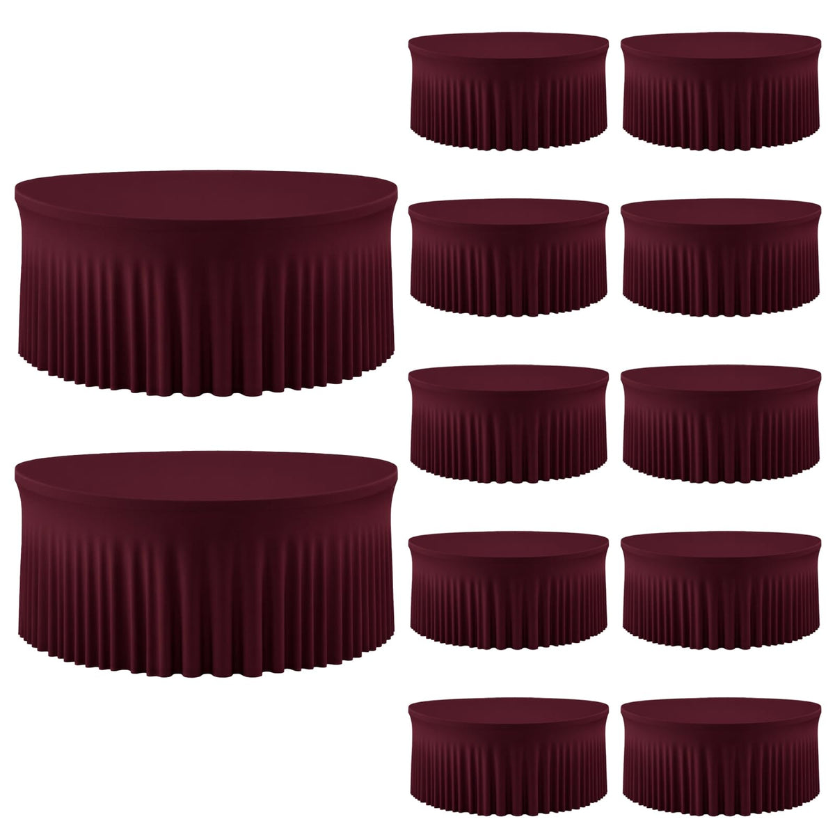 60 Inch Dark Green Round Tablecloth - Stretch Spandex Fitted Table Cover with Elastic Skirt Edge, Wrinkle-Free & Reusable for 5FT Tables Wedding Banquet Party Birthday Buffet