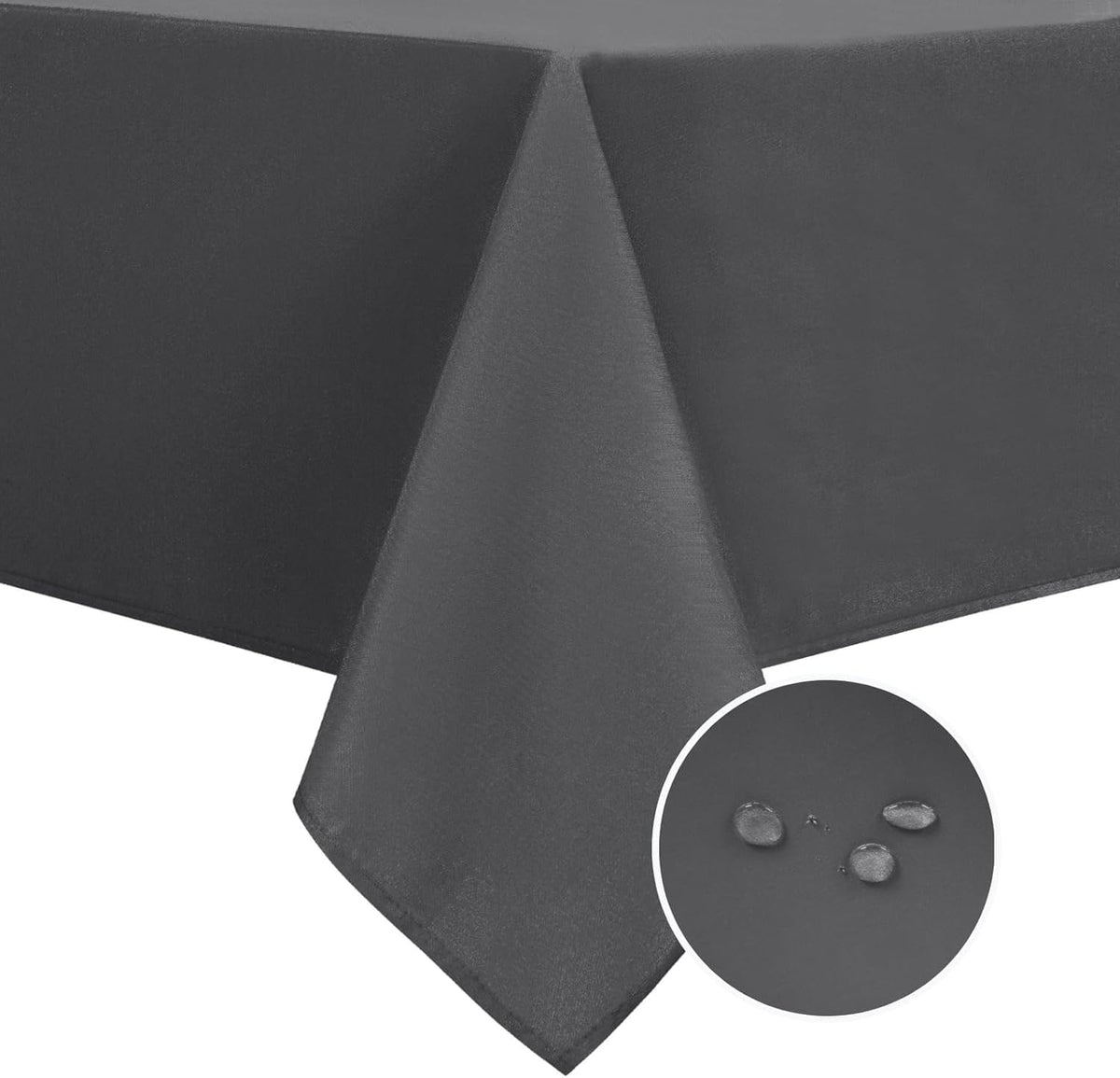 DWCN Rectangle Tablecloth - 60 x 84 Inch - Waterproof Stain and Wrinkle Resistant Washable Table Cloth, Decorative Fabric Table Cover for Kitchen Dining Room Party and Outdoor Use, Black