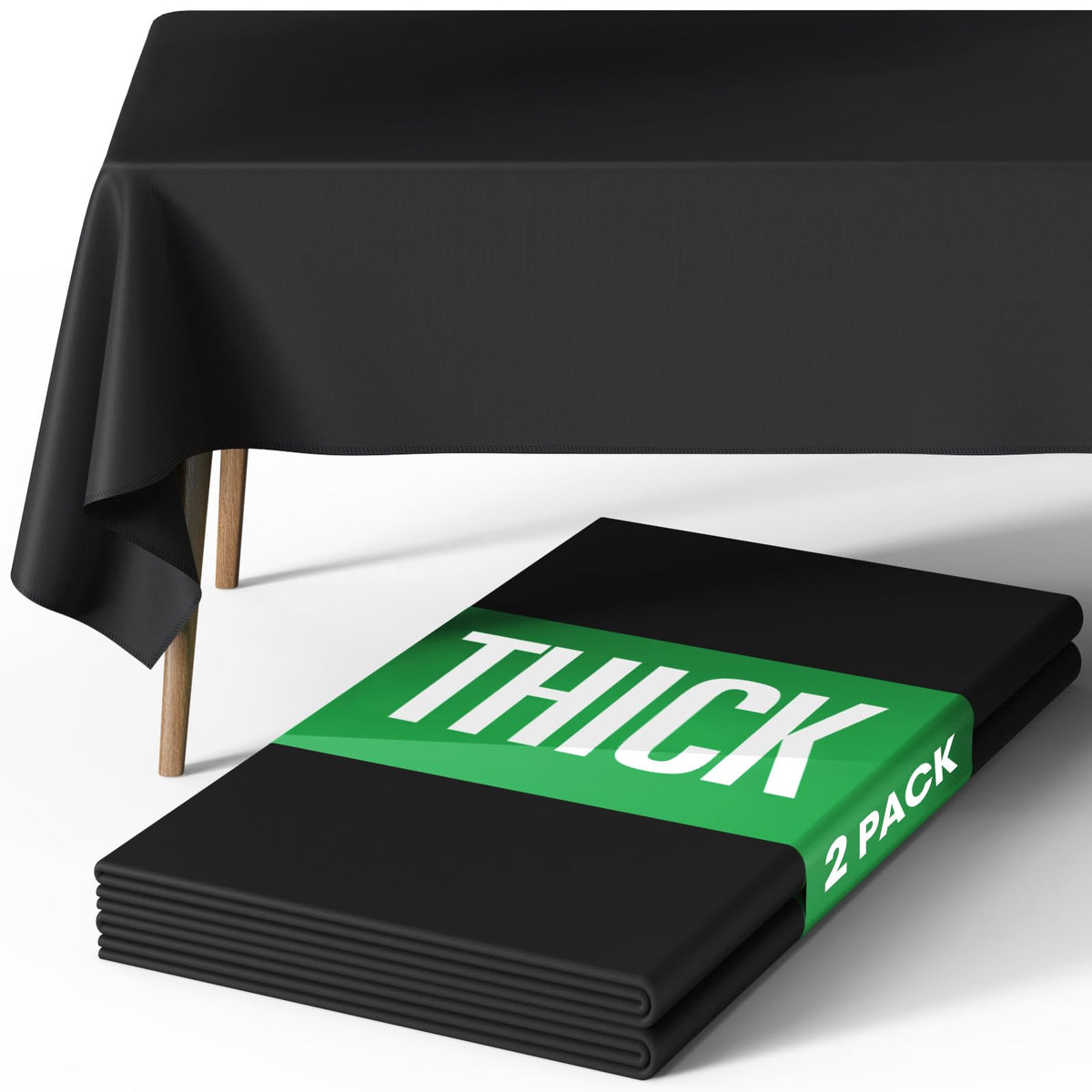 Pureegg Polyester Tablecloth 60" x 84" Reusable & Washable 1 Pack Black