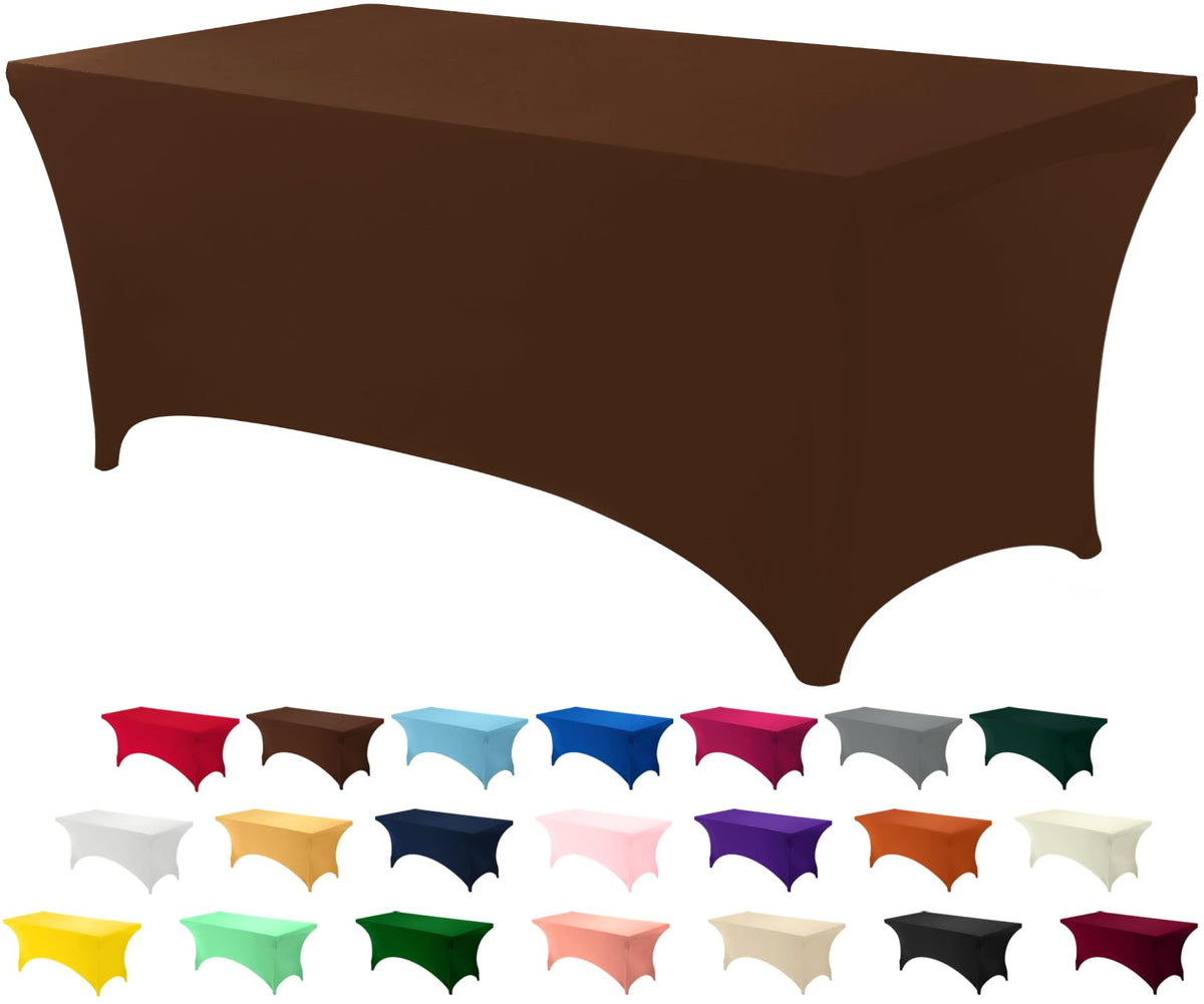 Utopia Kitchen Spandex Table Cloth 2 Pack [8FT, 96Lx30Wx30H Inch, Black]