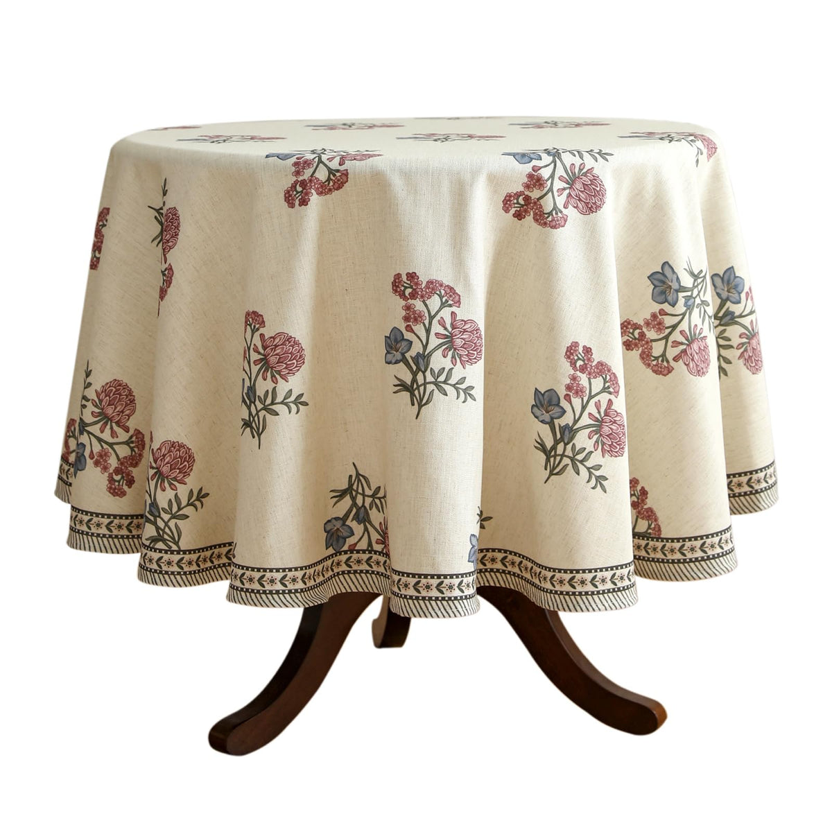 ISAENNE Designer Vintage Square Large Floral Tablecloth,67"x67"