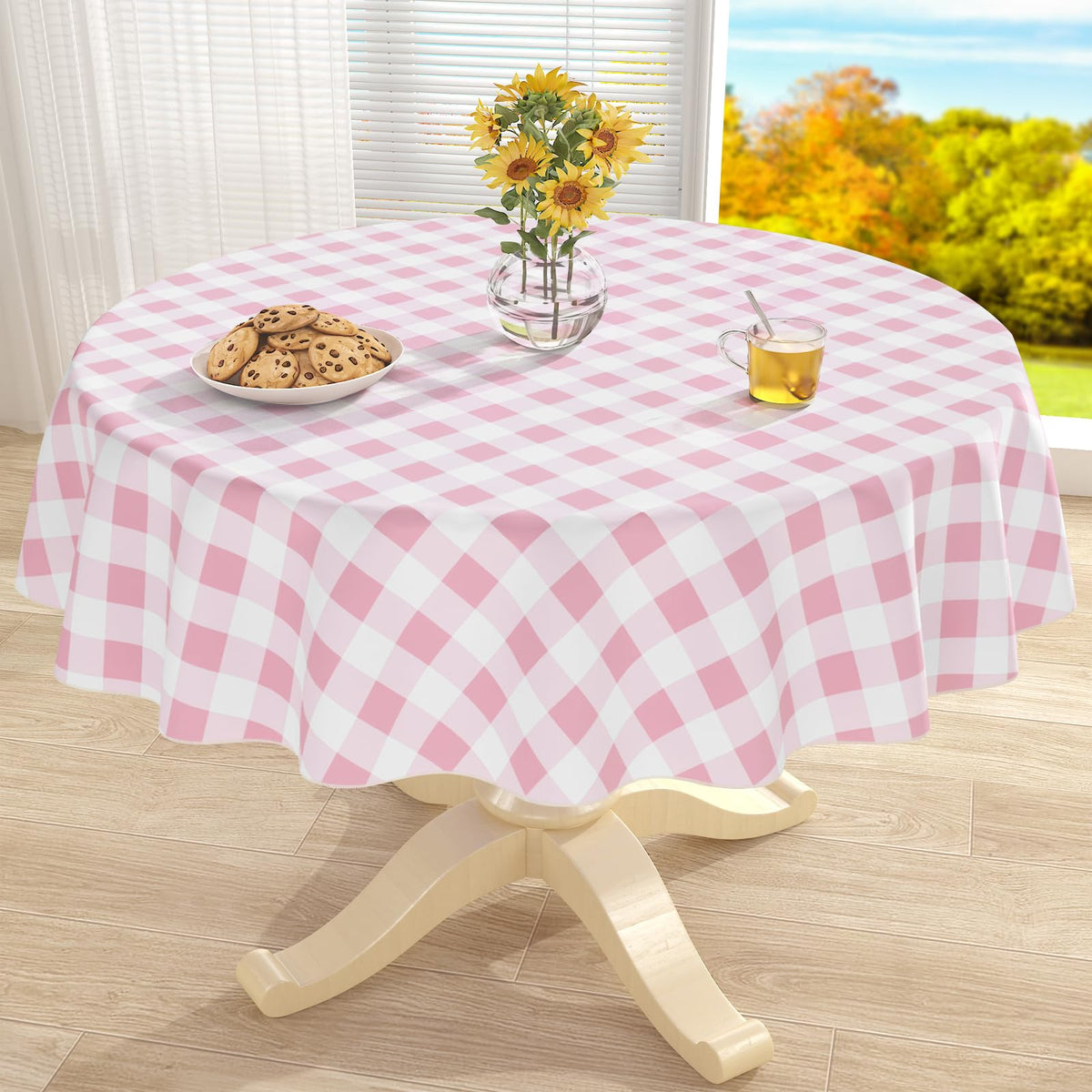 misaya Rectangular Waterproof Vinyl Table Cloth, Flannel Backed Tablecloth