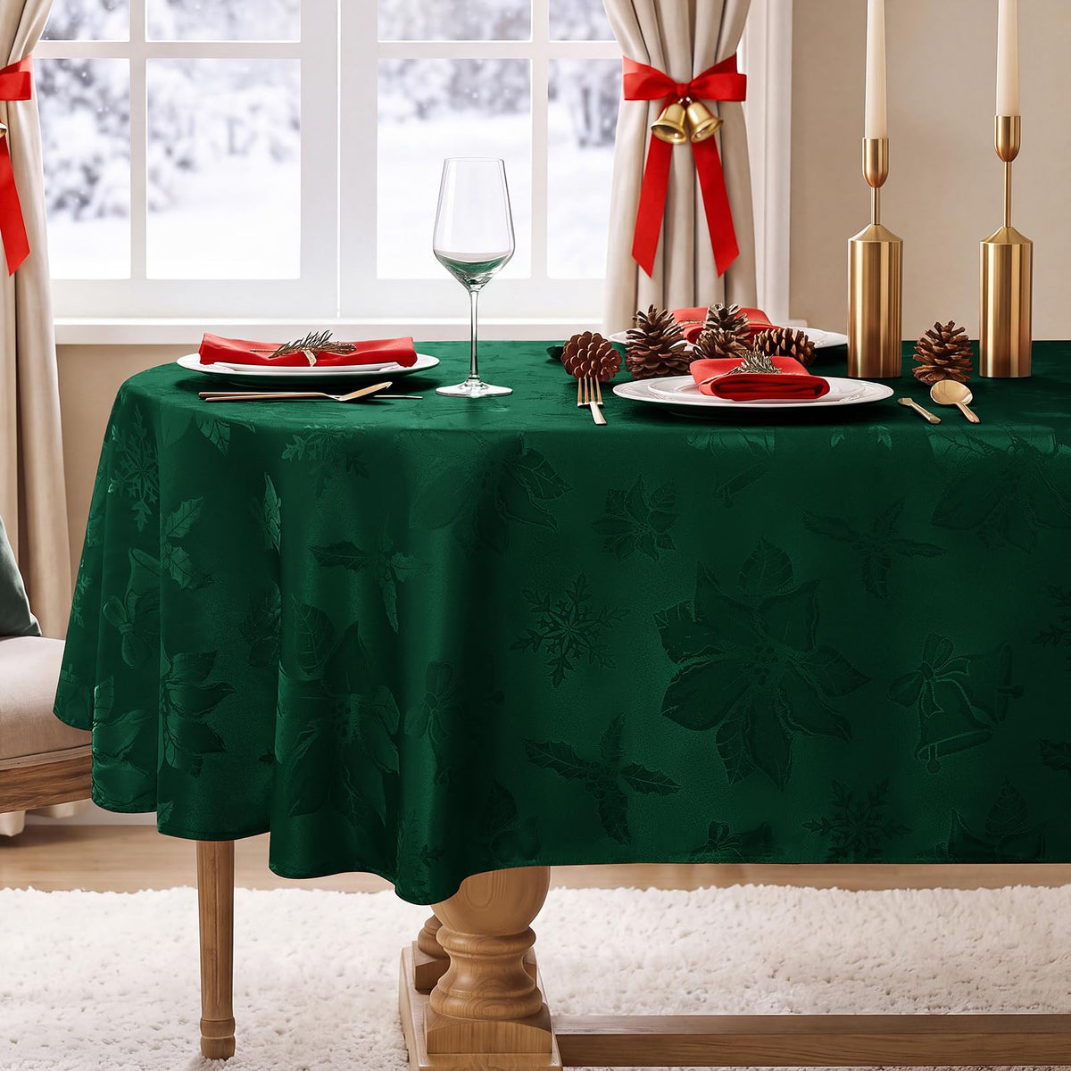 Softalker Fall Jacquard Rectangle Tablecloth, 60 x 84 Inch Burnt Orange