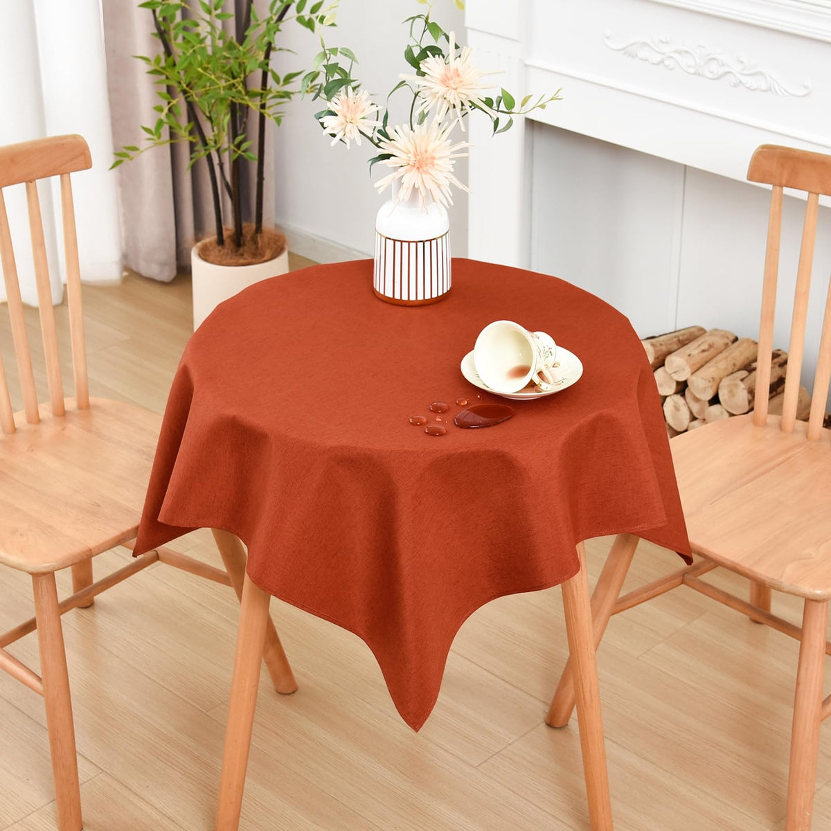 Wolkemer Oval Tablecloth 60 x 84 Inches Faux Linen Water Resistant