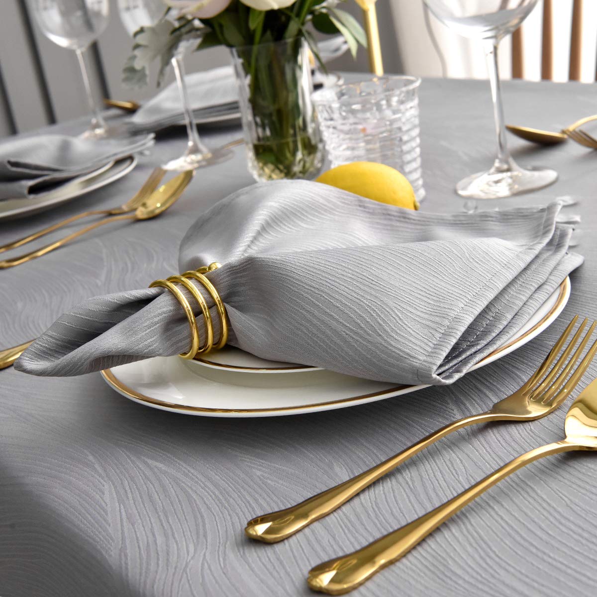 maxmill Jacquard Table Cloth Swirl Pattern Spillproof Wrinkle Resistant Heavy Weight Soft Tablecloth for Kitchen Dinning Tabletop Decoration Outdoor Picnic Rectangle 52 x 70 Inch Navy Blue