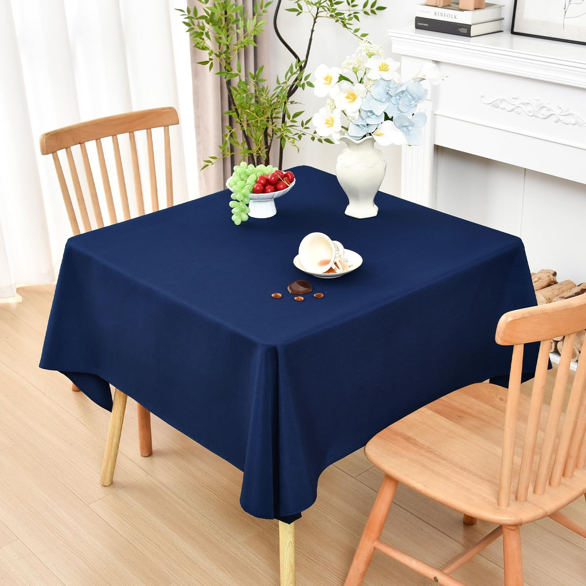 Wolkemer Oval Tablecloth 60 x 84 Inches Faux Linen Water Resistant