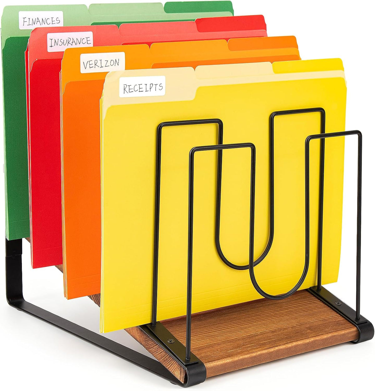 HULISEN Inclined Desk File Organizer, Extended 5 Slots File Folder Holder