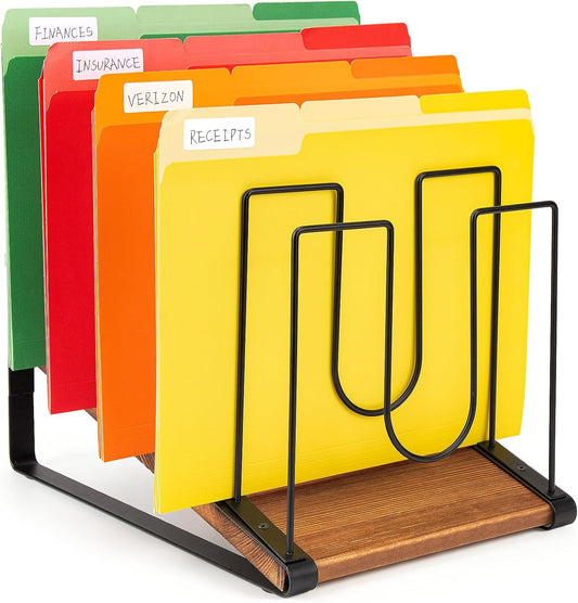 HULISEN Inclined Desk File Organizer, Extended 5 Slots File Folder Holder