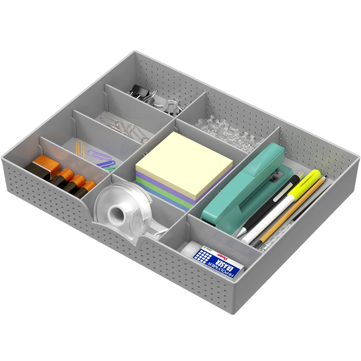 Simple Houseware Drawer Organizer Tray, 9 Adjustable Compartments, White