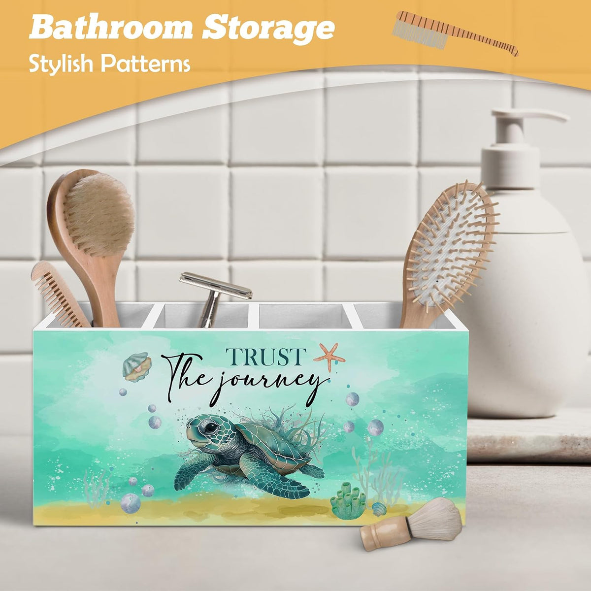 Coastal Beach Sea Turtle Pen Holder Organizer for Desk Accessories