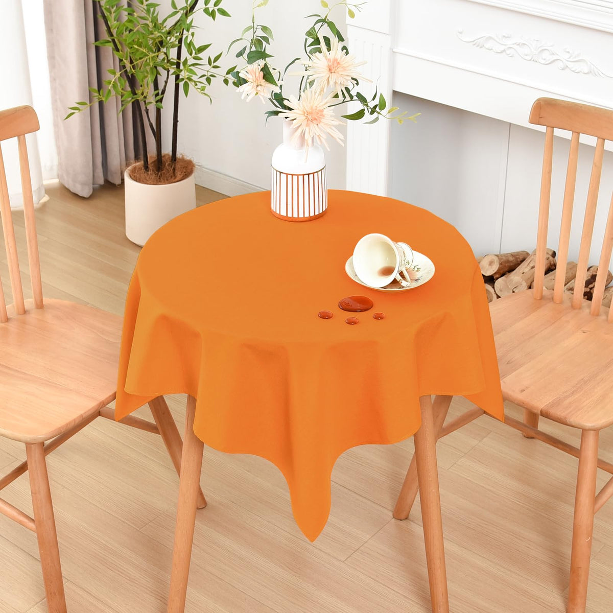 Wolkemer Oval Tablecloth 60 x 84 Inches Faux Linen Water Resistant