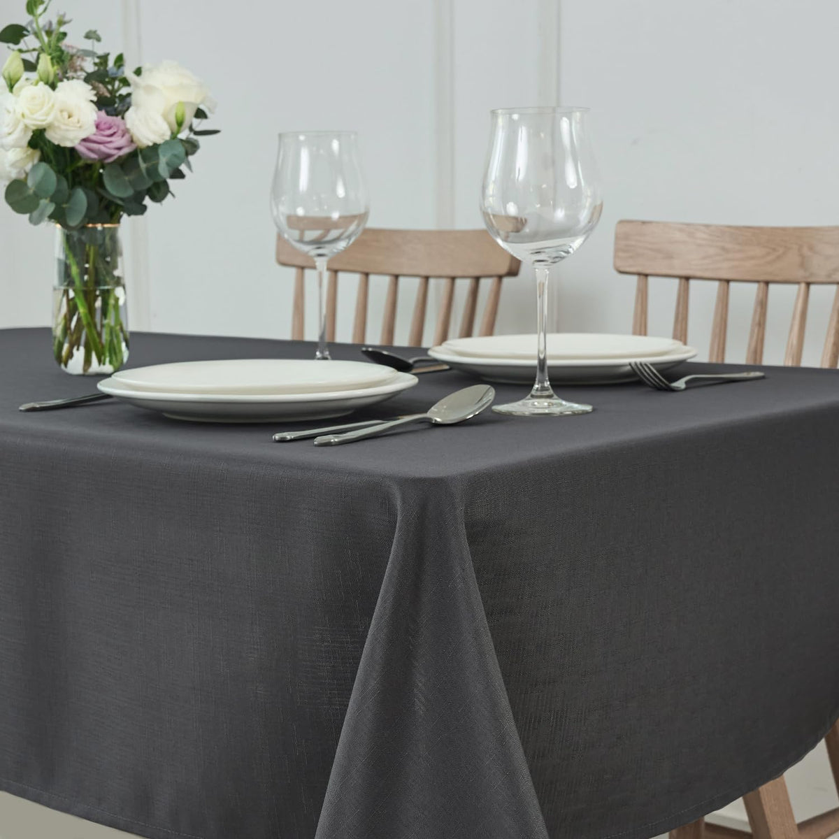 maxmill Rectangle Slubby Textured Tablecloth Waterproof Spillproof Wrinkle Free Table Cloth, Kitchen Dining Room Decoration, Fabric Table Cover for Holiday Party Dinner, 52 x 70 Inch, Sage Green