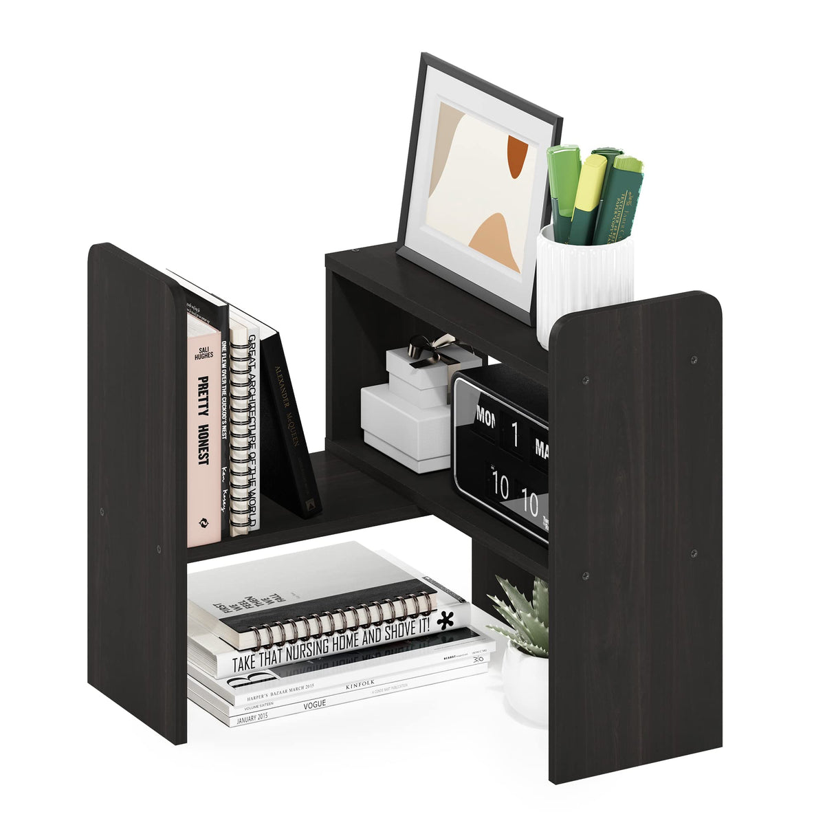 Furinno HERMITE Desk File Folder Organizers, 3-Shelf Desktop Office Organization Racks, Desk Top Display Book Shelf, for Paper, Office Supplies, Magazine, Bauhaus Oak