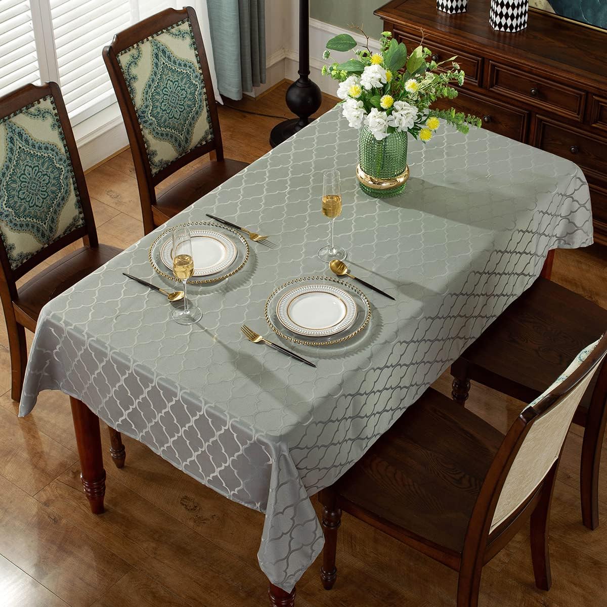 SASTYBALE Tablecloths Rectangular Table Cloth 52" x 70" Gray