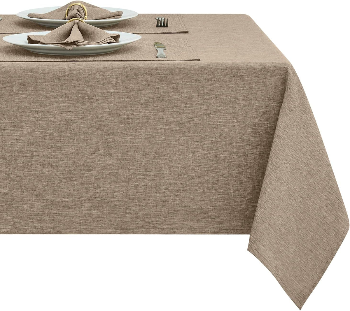 Flaxen 52x70 Rectangular Polyester Linen Farmhouse Tablecloth