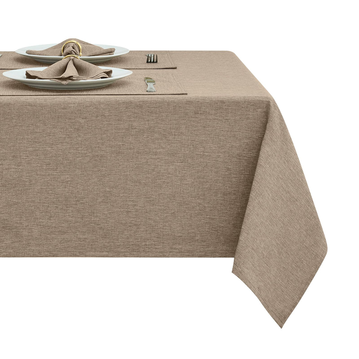 Flaxen 52x70 Rectangular Polyester Linen Farmhouse Tablecloth