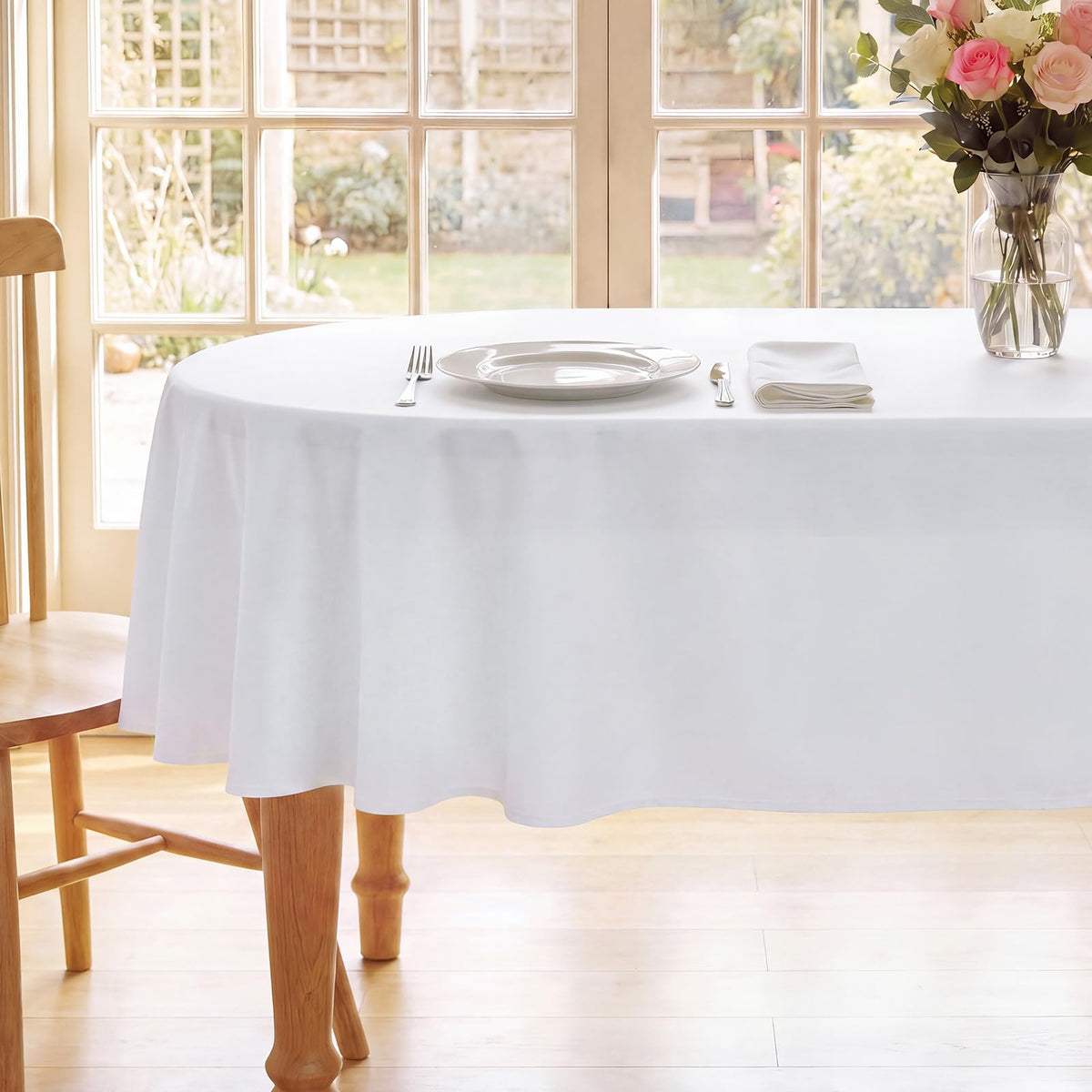 Romanstile Rectangle Tablecloth - Waterproof and Wrinkle Resistant Washable Polyester Table Cloth for Kitchen Dining/Party/Wedding Indoor and Outdoor Use (60 x 84 inch,Black)