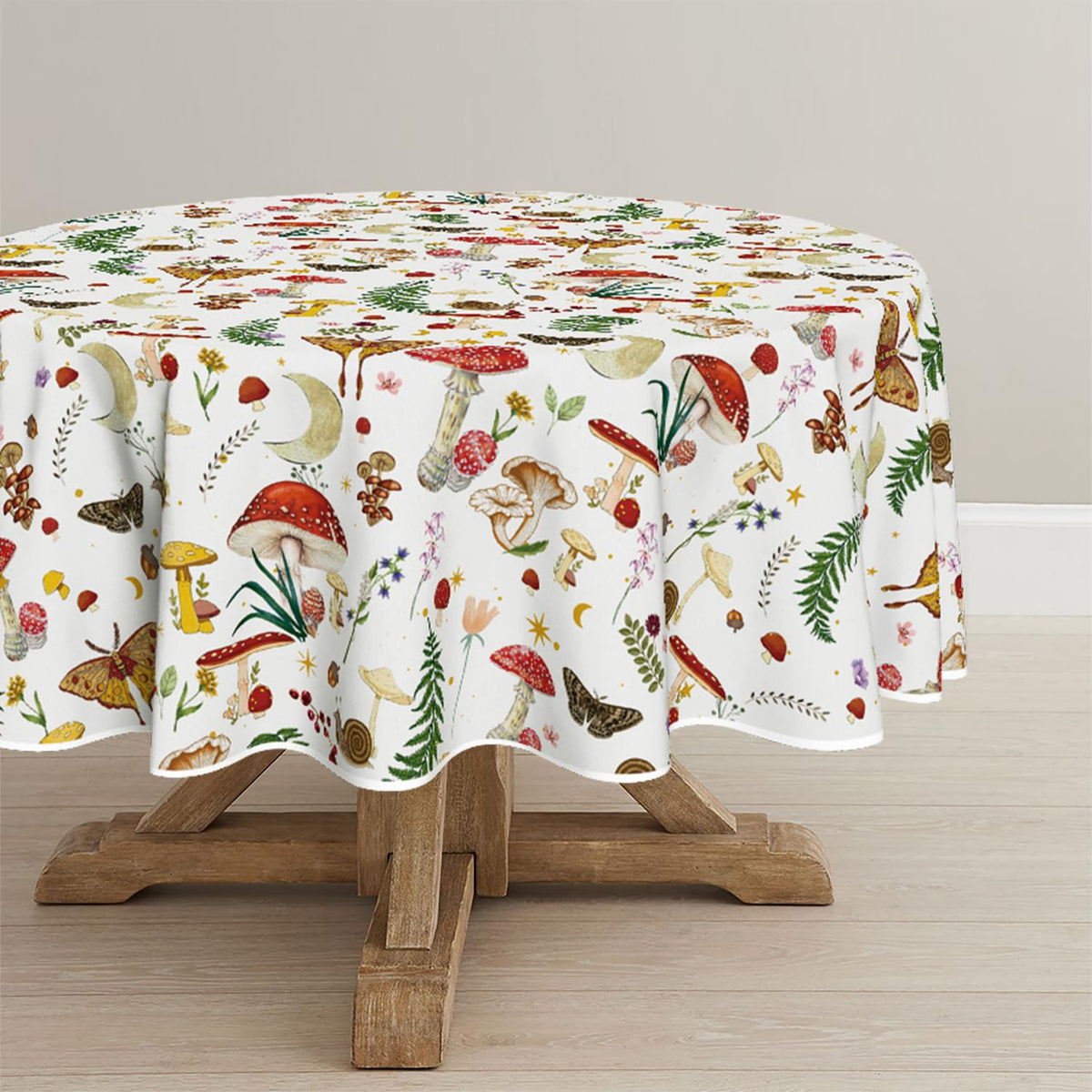 Horaldaily Vintage Mushroom Tablecloth, White, 60x84 Inch Rectangular