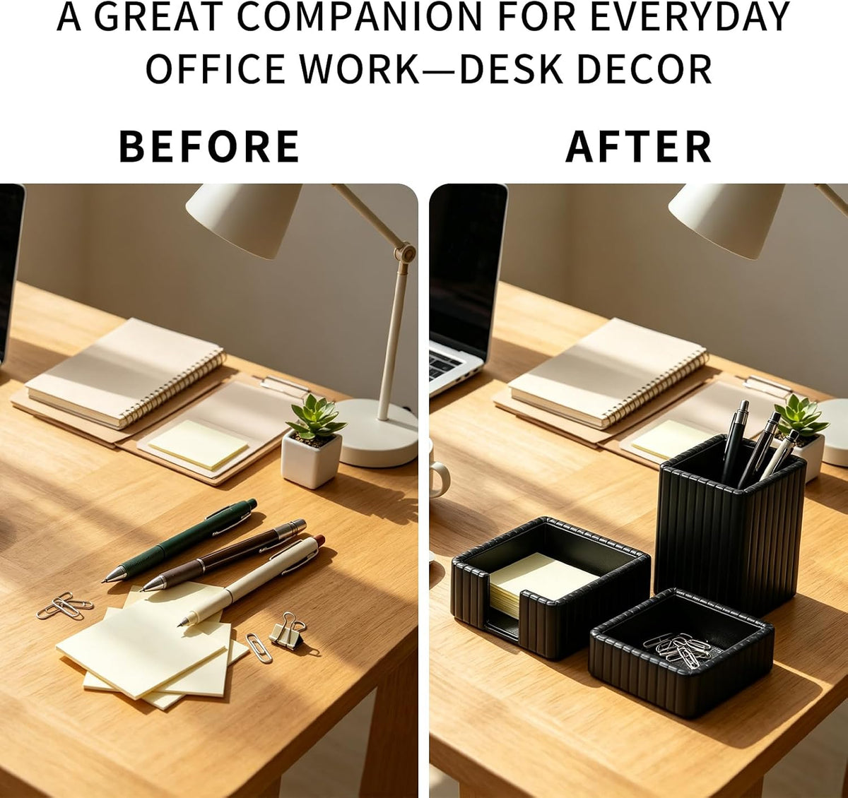 3 Pack Desk Organizer Set of Pen Holder,Paperclip Storage Sticky Note Holde