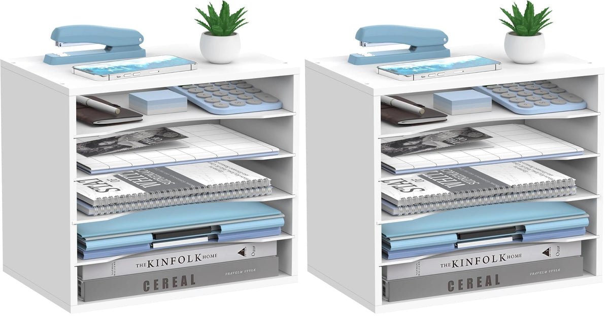 3-Tier Paper Organizer for Desk, Adjustable Mail Organizer, White