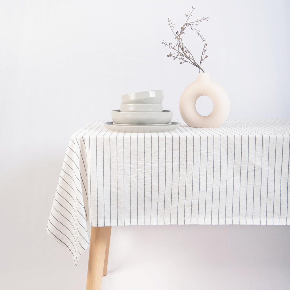 MONDAY MOOSE Ruffle Farmhouse Rustic Rectangle Natural Stonewashed Cotton Tablecloth for Kitchen, Dining Room, Restaurant (60x86 inch, Teal Green)
