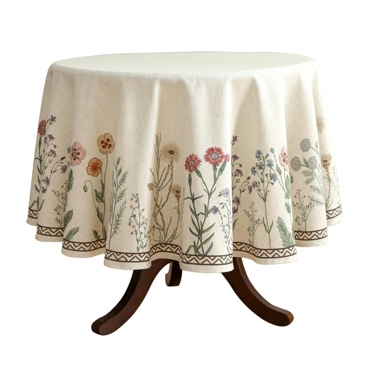 ISAENNE Designer Vintage Square Large Floral Tablecloth,67"x67"