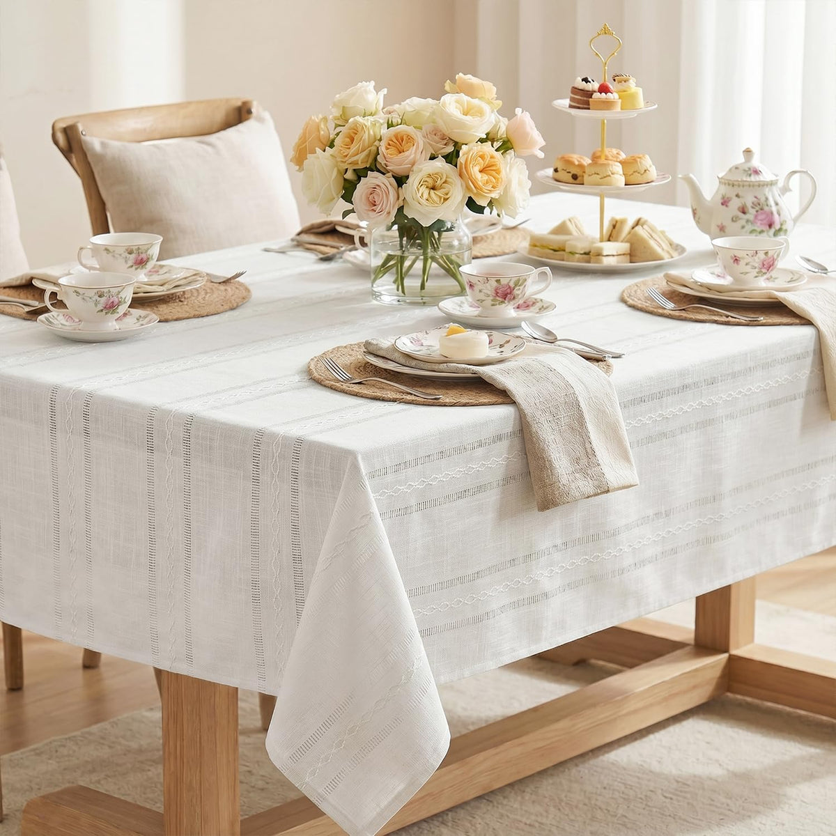 Horaldaily Blue Rectangular Tablecloth, 60×84 Inch, Farmhouse Decor