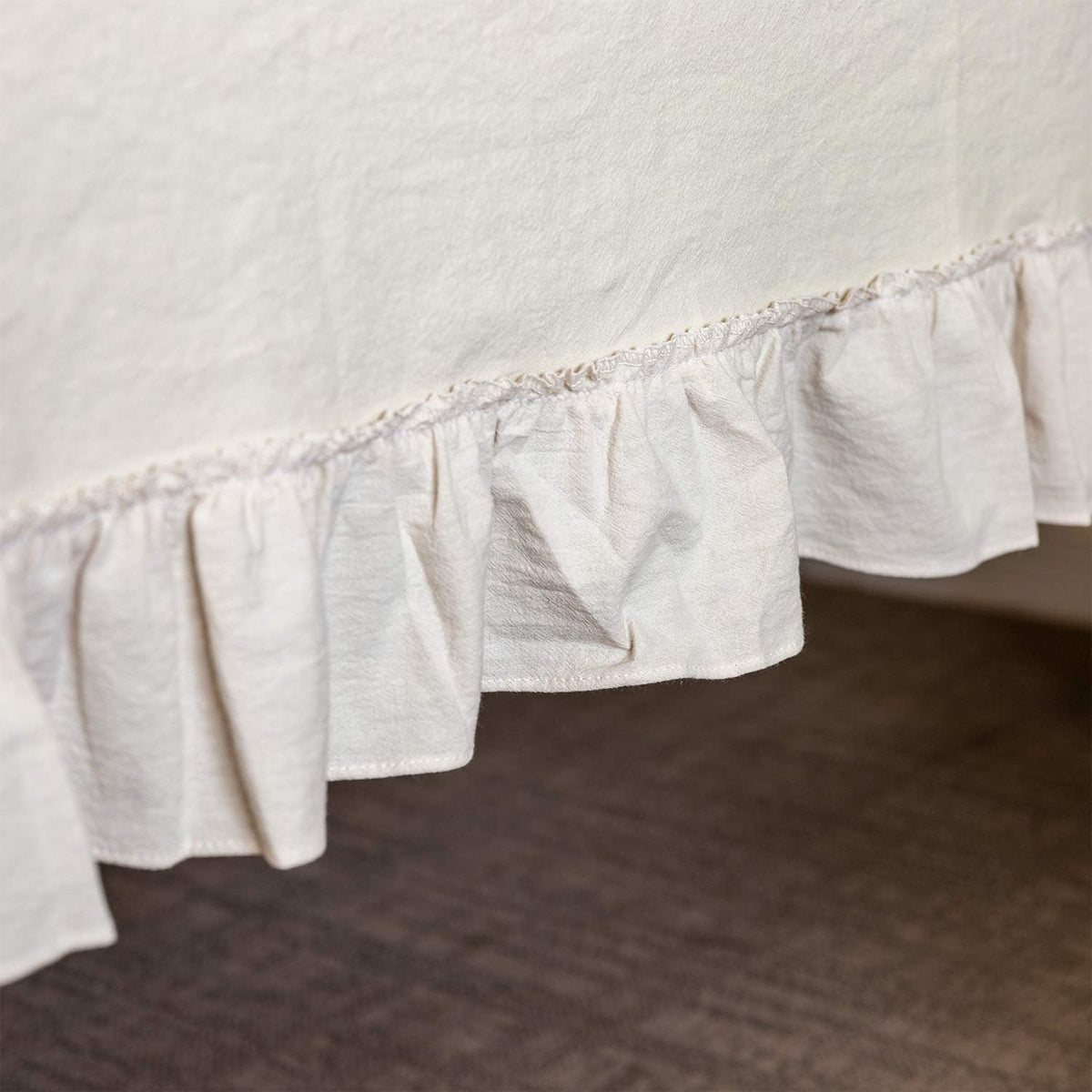 GLORY SEASON Retro Farmhouse Ruffle Tablecloth Cotton Flounces Trim Washable Table Cover Tablecloths for Rectangle Table Baby Shower Kitchen Party Wedding Decor 60''x84''