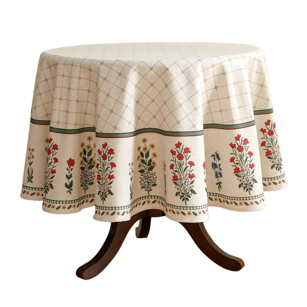 ISAENNE Designer Vintage Small Square Floral Tablecloth,55"x55"