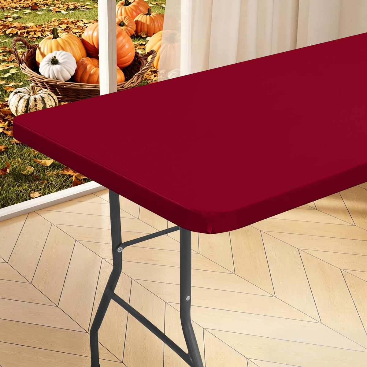 homing Rectangle Table Cloth Cover 6 Foot Black Elastic Fitted Tablecloth
