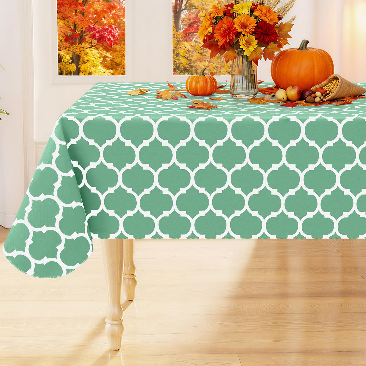 Smiry Rectangle Table Cloth, Flannel Backed Vinyl Tablecloth, 60"x84"