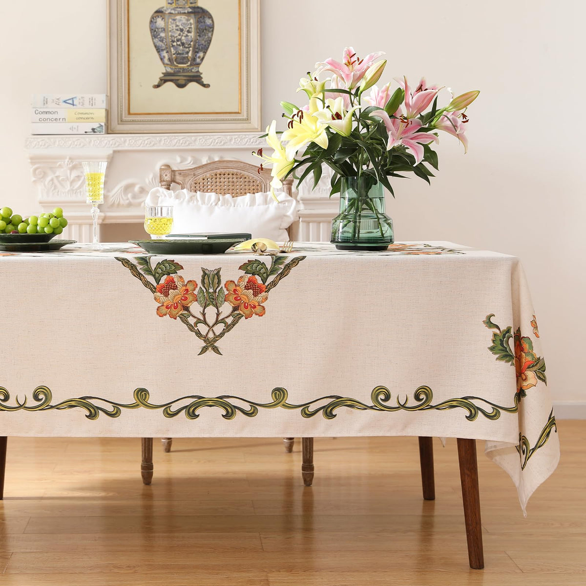 patdrea Designer Vintage French Tablecloth,Rectangular,118"x67"