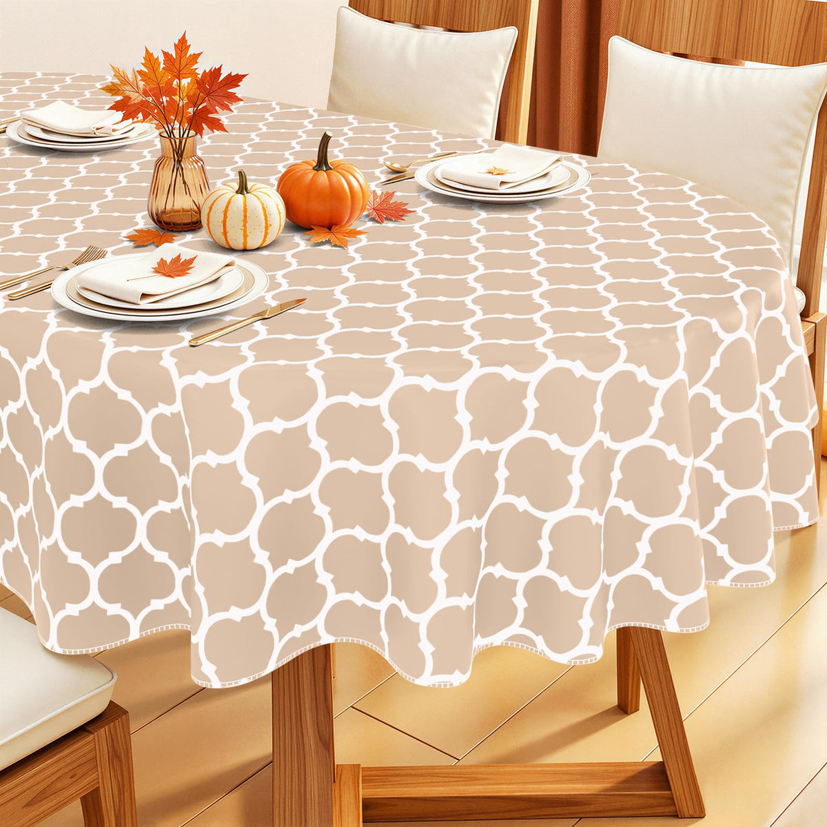 Smiry Rectangle Table Cloth, Flannel Backed Vinyl Tablecloth, 60"x84"